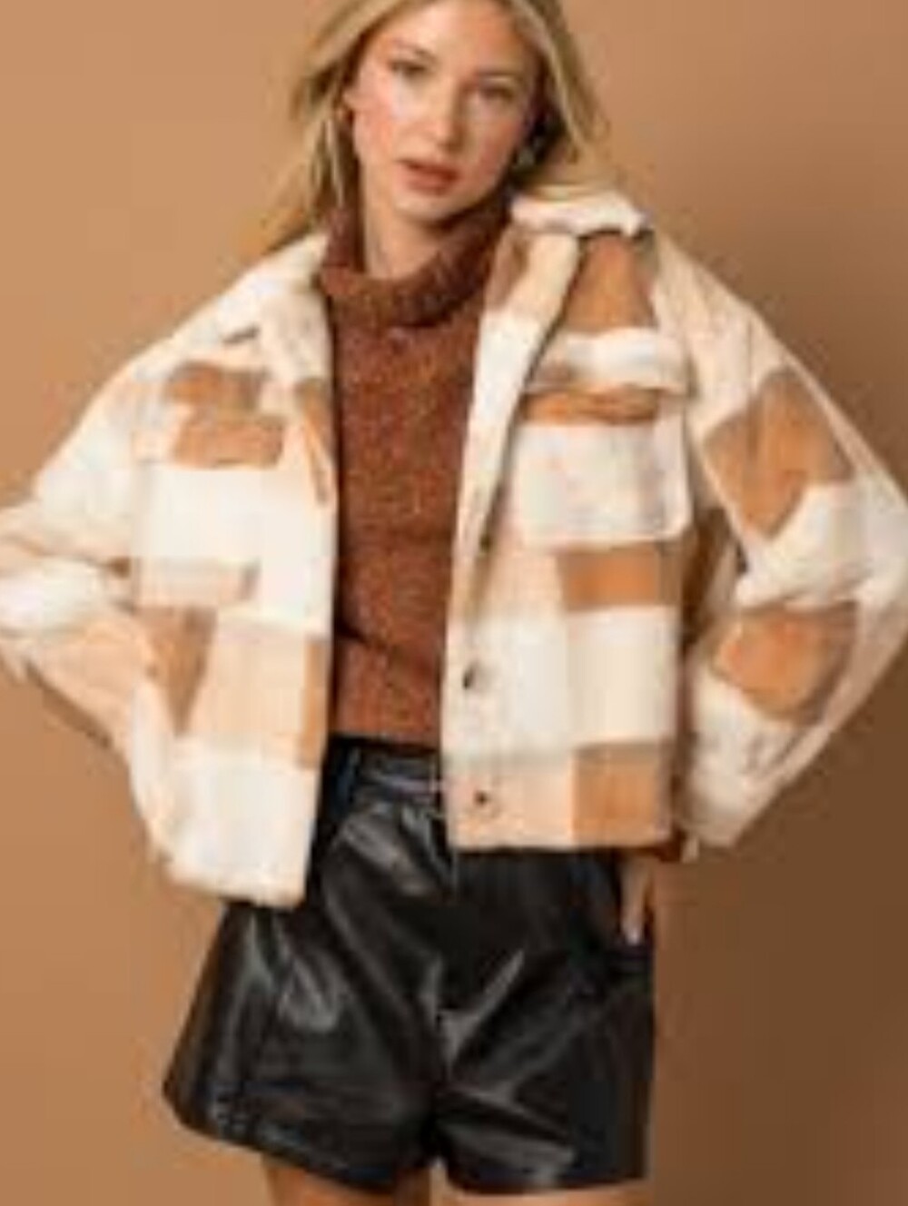 Nwt Gilli Faux Fur Plaid Shacket Size Small